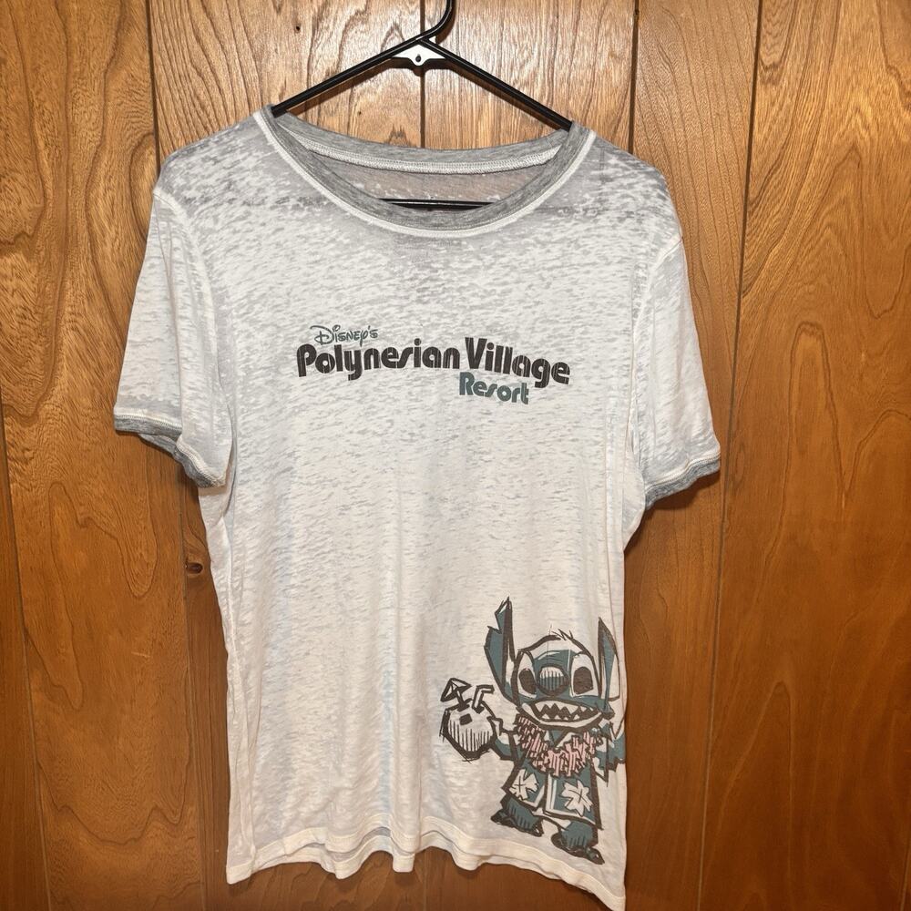 Disney Parks Stitch Polynesian Village Resort Burnout T-Shirt Gray Size Large